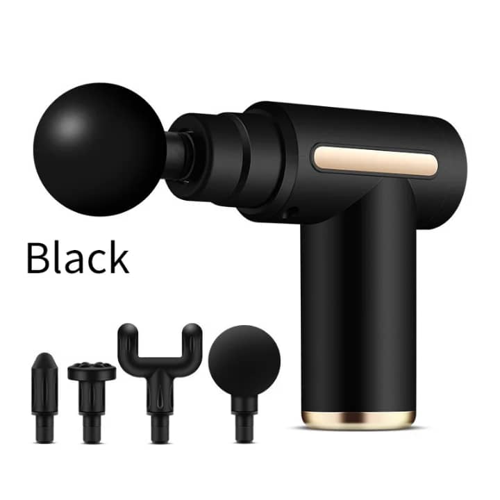 Pistolet de Massage Musculaire Sans Fil – 6 Niveaux & 4 Têtes Interchangeables