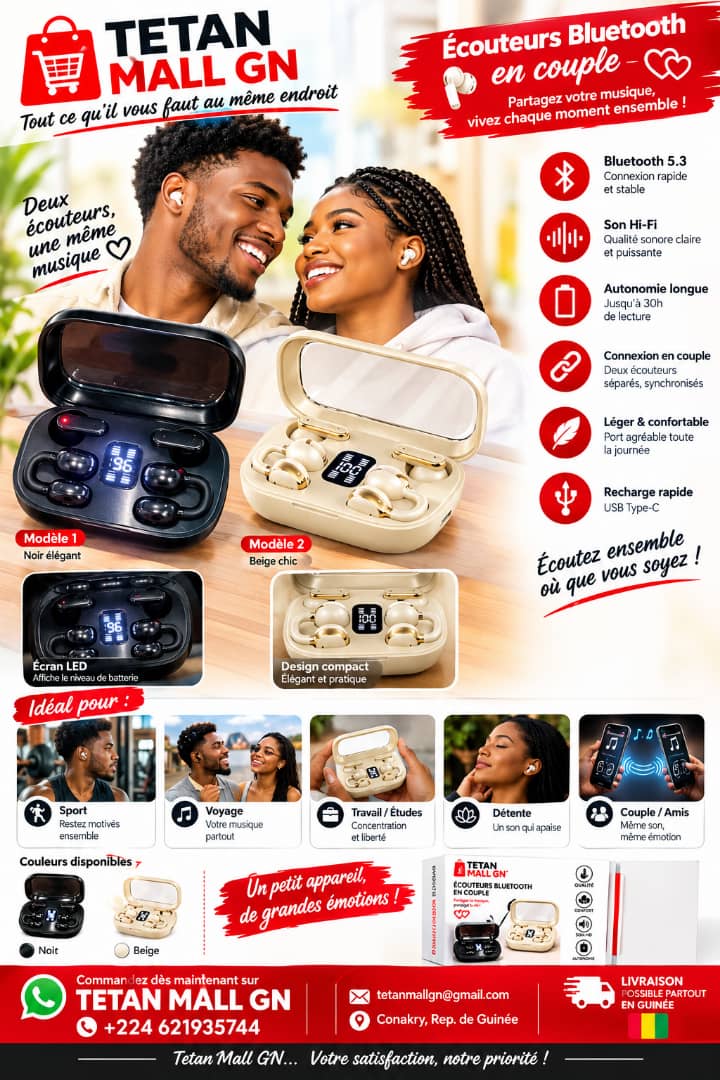 🎧 Écouteurs Bluetooth Q10 pour Couple – Partagez Votre Musique à Deux ❤️