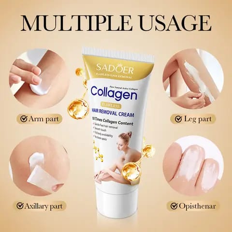 Crème Dépilatoire au Collagène 60 g – Épilation Rapide et Douce pour une Peau Lisse