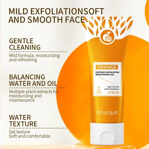 Gel Exfoliant Visage aux Enzymes d’Orange 100 g – Nettoyant Doux pour une Peau Fraîche et Éclatante