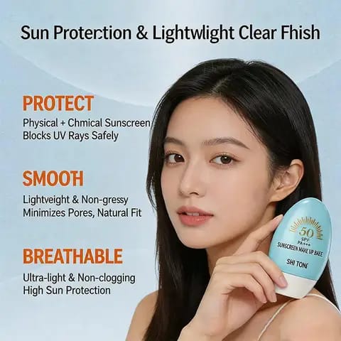 Crème Solaire SPF 50 avec Base de Maquillage – Protection UV, Fini Léger et Teint Naturel